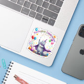 Meologisch feest - grillige kat sticker (Laptop met iPhone)