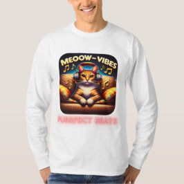 Meoow Vibes Cat met hoofdtelefoon en Muzieknoten T-shirt