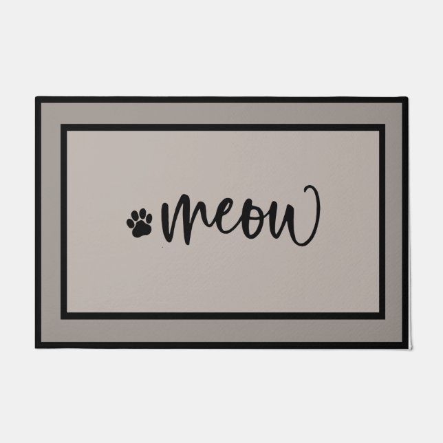 Meow Black Cat Doormat, Funny Kitty Cat Doormat Deurmat (Voorkant)