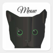 Meow Black Cat Vierkante Sticker (Voorkant)