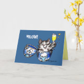 Meow ! Carte mignonne de chat (Fleur jaune)