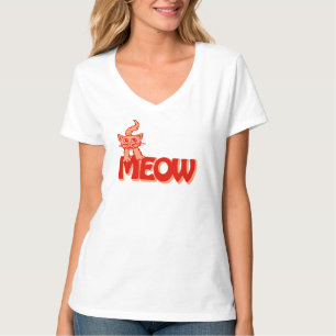 Meow cat graphic red oranje t-shirt