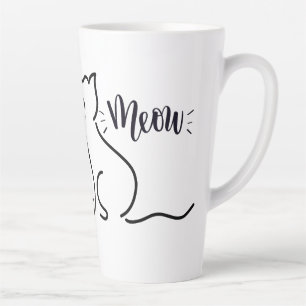 Meow Cat Line Art Minimalistisch CAT-ontwerp Latte Mok