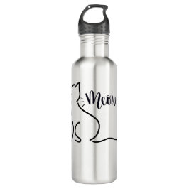 Meow Cat Line Art | Minimalistisch CAT-ontwerp Waterfles