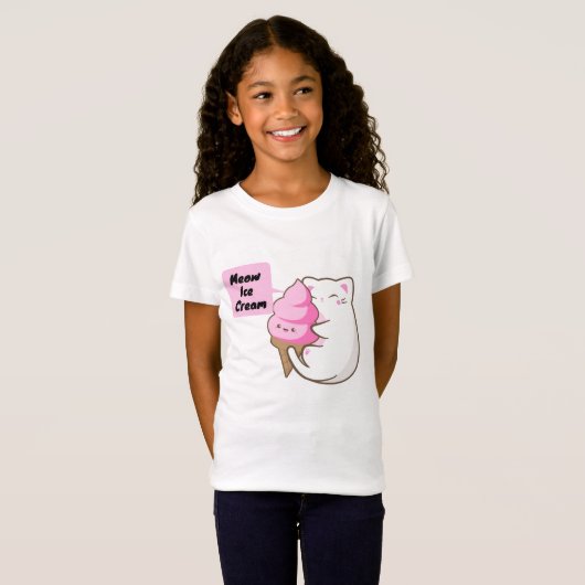 Meow Cat Love Ice Cream T-shirt (Voorkant volledig)