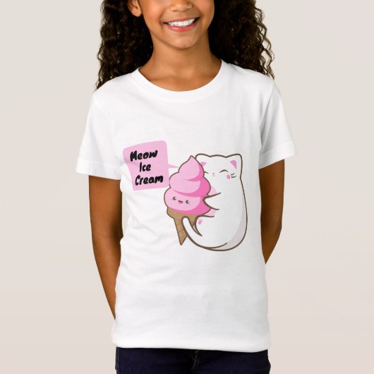 Meow Cat Love Ice Cream T-shirt (Voorkant)