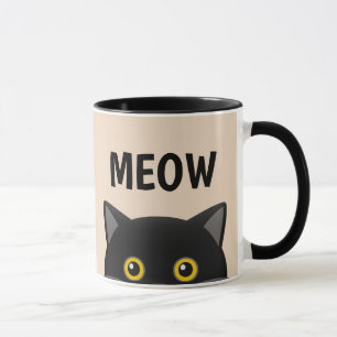 MEOW CAT PEEKING COFFEE MUGS MOK