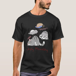 Meow Cat Rolling Lazy Maandag Procrastinate Kantoo T-shirt