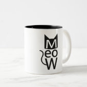 Meow Cat Typographic Tweekleurige Koffiemok (Voorkant rechts)