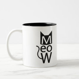 Meow Cat Typographic Tweekleurige Koffiemok