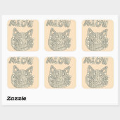 MEOW Cat Vierkante Sticker (Vel)