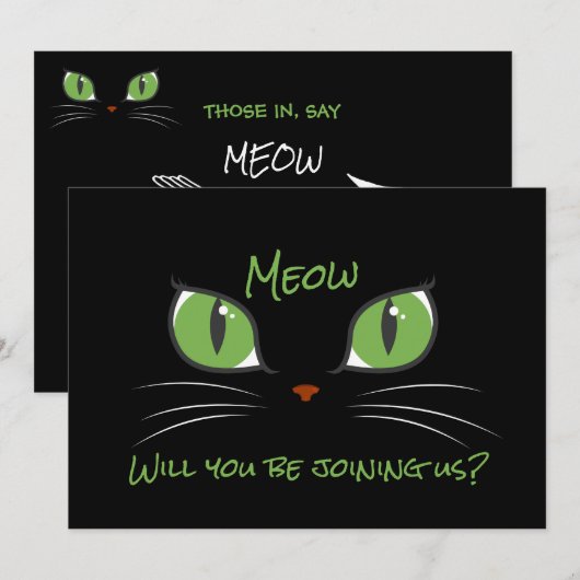 Meow Cute Cat Eyes Pet Party Invitation personnali (Devant / Derrière)