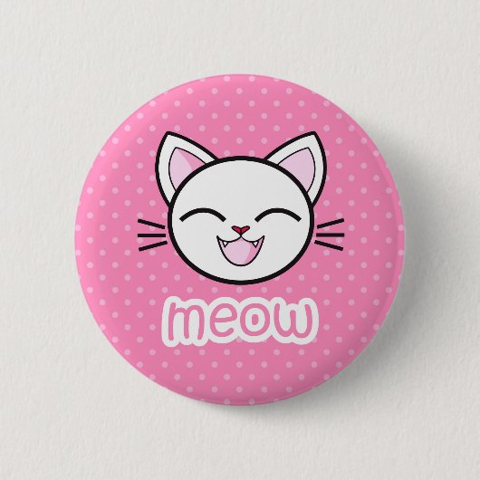 Meow Cute Cat Pinback Button (Voorkant)