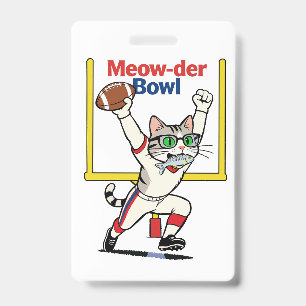 Meow-der Bowl Kampioen Kat Voetbal  Badge