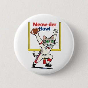 Meow-der Bowl Kampioen Kat Voetbal Ronde Button 5,7 Cm