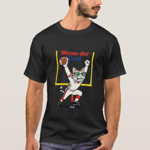Meow-der Bowl Kampioen Kat Voetbal T-shirt