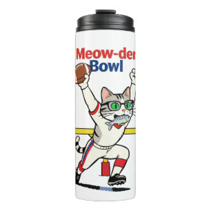 Meow-der Bowl Kampioen Kat Voetbal Thermosbeker