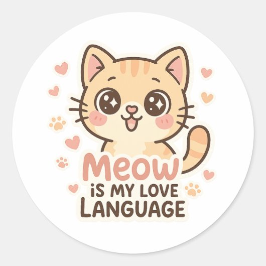 Meow est My Love Langue Chat Sticker (Devant)