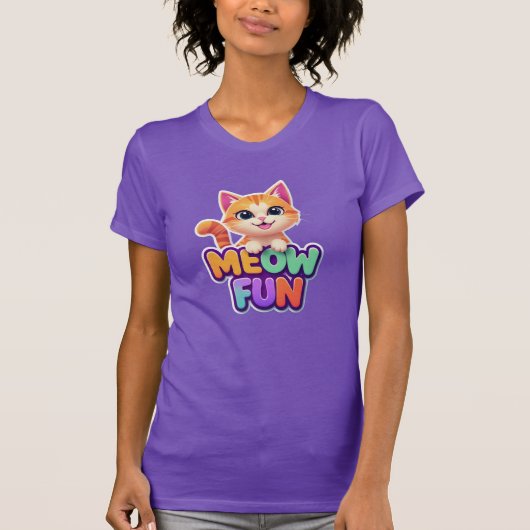 Meow Fun - Cute Smiling Cat T-Shirt (Voorkant)