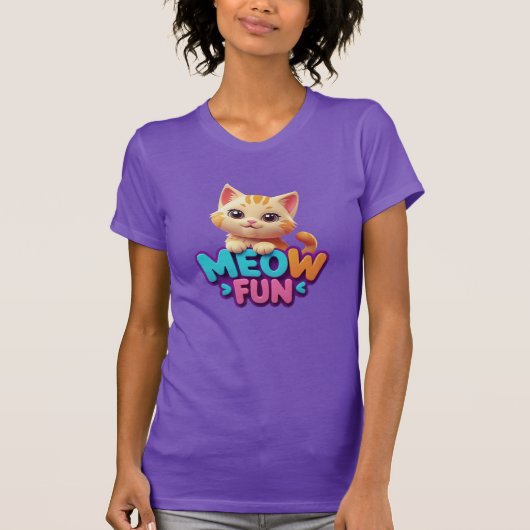 Meow Fun - Sweet Look Cat T-Shirt (Voorkant)