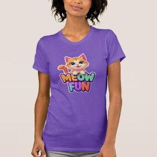 Meow Fun - T-shirt chat souriant mignon