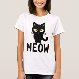 MEOW Funny Mignonne t-shirts de chat noir