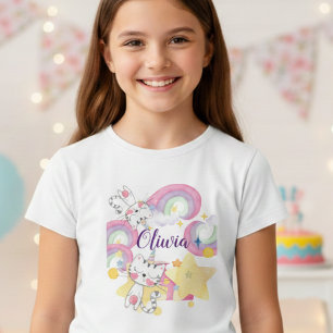 Meow-gical caticorn t-shirt fille personnalisée