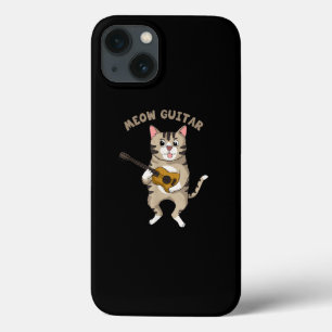 Meow Guitar Cute Cat Plays Guitar Funny Katten iPhone 13 Hoesje