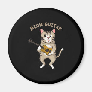 Meow Guitar Cute Cat Plays Guitar Funny Katten Magneet