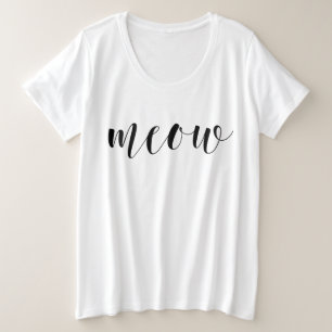 Meow Hand Lettering Statement Grote Maat T-shirt
