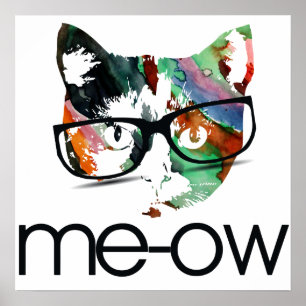 Meow hipster kat poster