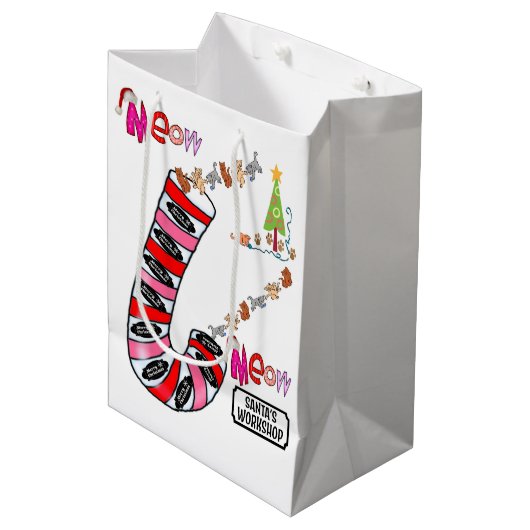 Meow Joyeux Noël Sacs cadeaux Elf (Devant Angle)