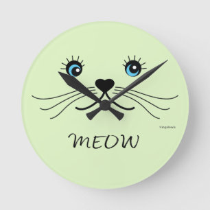 MEOW-Kat Face Grafische kool Ronde Klok