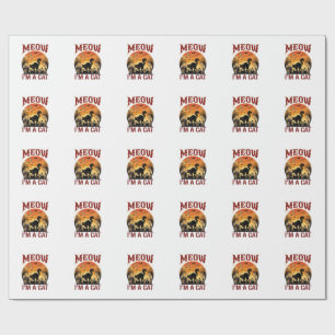 Meow Kat Halloween Zwarte Begraafplaats_1 Cadeaupapier