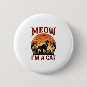 Meow Kat Halloween Zwarte Begraafplaats_1 Ronde Button 5,7 Cm