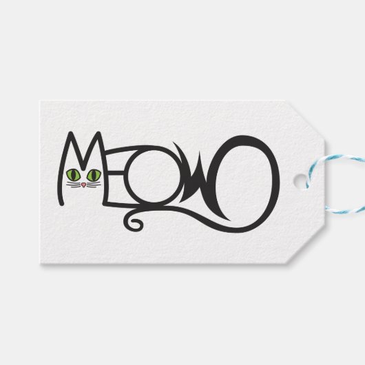 Meow Katten Typografie Cadeaulabel (Voorkant (Horizontaal))