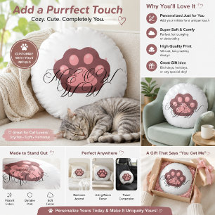 "Meow" Kattenpoot Ronde Kussen Minimalistisch Ca