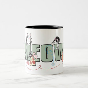 MEOW Kitty Cat 11 oz Two-Tone Mok