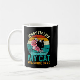 Meow Kitty Cat Shirt, sorry dat ik te laat ben, mi Koffiemok