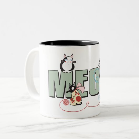 MEOW Kitty Chat 11 oz Mug à deux tons (Devant gauche)