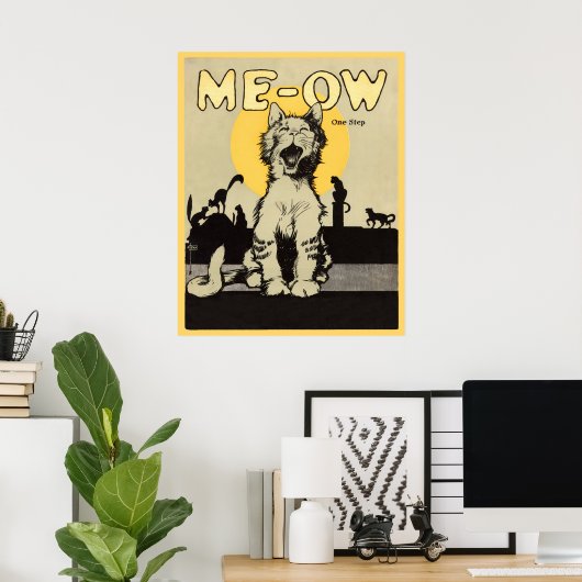 Meow Kitty Chat Chats Poster vintage (Bureau à domicile)