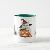 "Meow-lloween" Heksenkat en geest Halloween Mok (Midden)