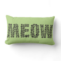 Meow/Love Paw Print Lumbar Pillow