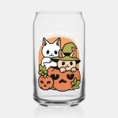 Meow-Loween - Feestelijke Halloween Cat Design Blikvorm Glas (Voorkant)