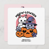 Meow-Loween - Leuke Halloween Kattendesign Feestdagenkaart (Voorkant / Achterkant)