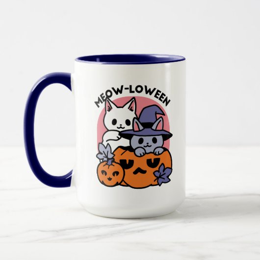 Meow-Loween - Schattige Halloween Cat Design Mok (Links)