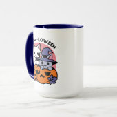 Meow-Loween - Schattige Halloween Cat Design Mok (Voorkant links)