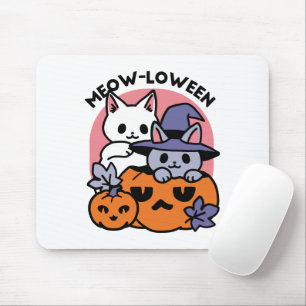 Meow-Loween - Schattige Halloween Cat Design Muismat