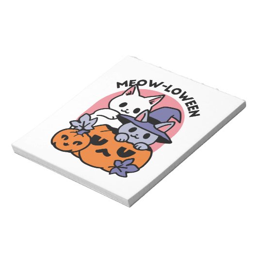 Meow-Loween - Schattige Halloween Cat Design Notitieblok (Gedraaid)