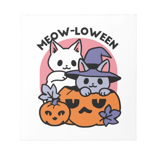 Meow-Loween - Schattige Halloween Cat Design Notitieblok (Voorkant)